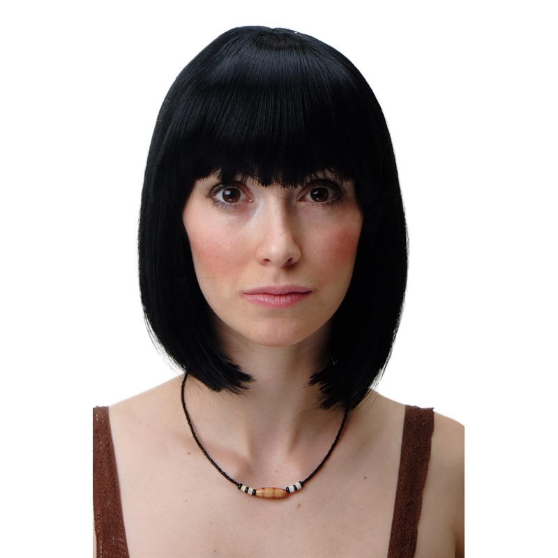 Lady Woman Wig Classy Classic Bob Mia Short Bangs Deep Black 7801