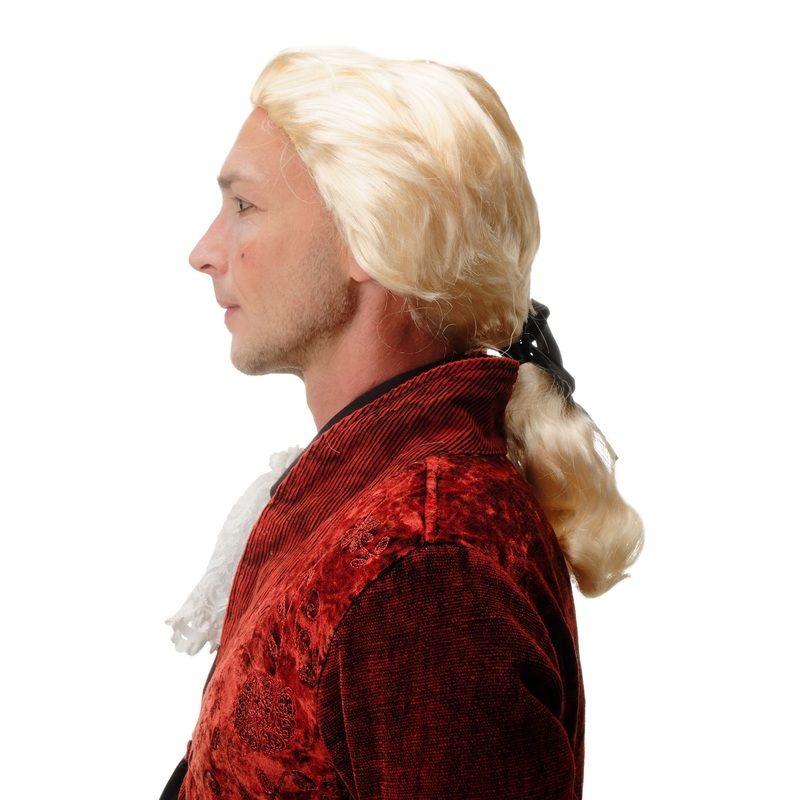 Wig Halloween blonde baroque poet aristocrat aged fashion designer ponytail 4287
