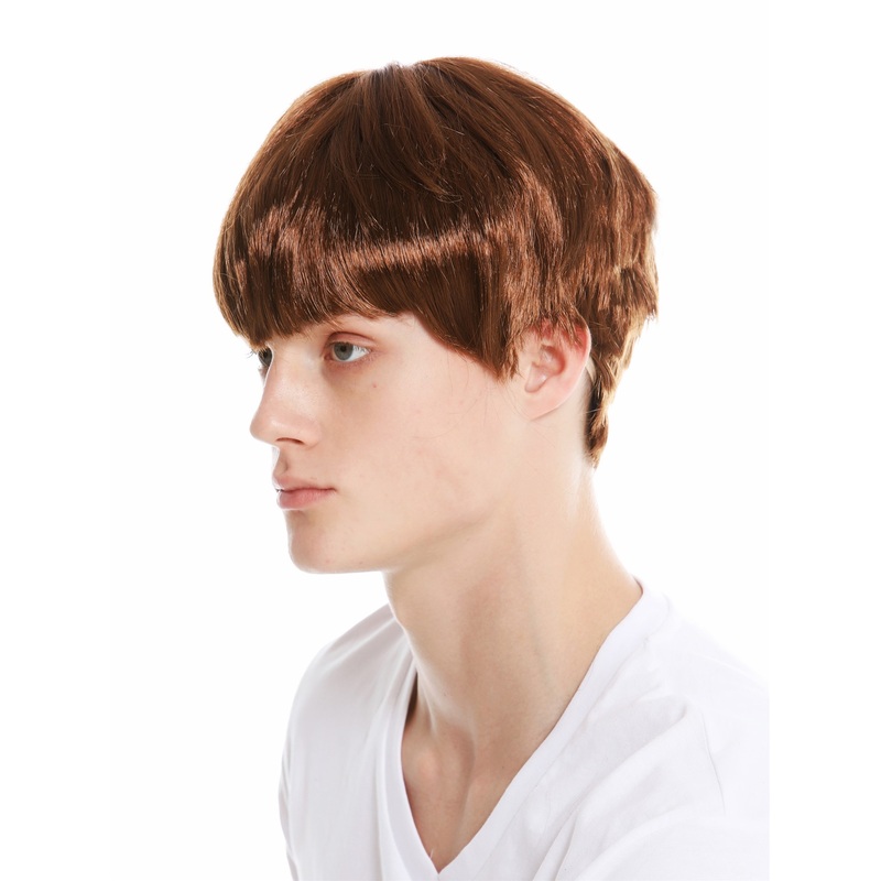 Women’s party wig men carnival Halloween short brown golden brown fringe 91087