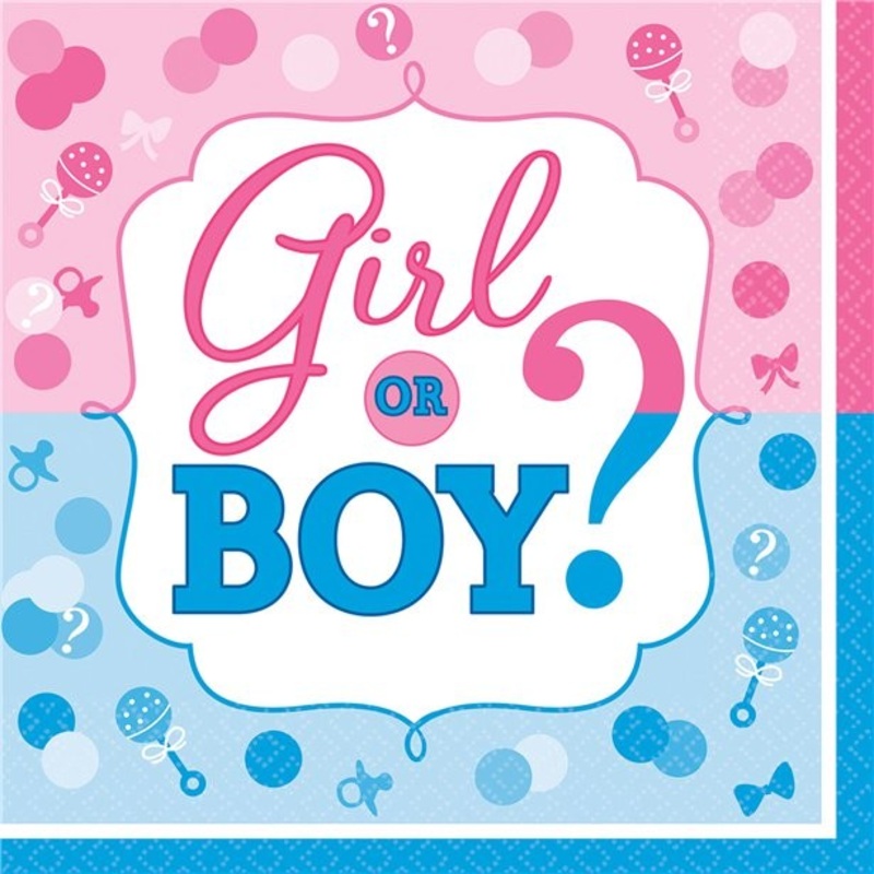 16 Gender Reveal napkins 33cm