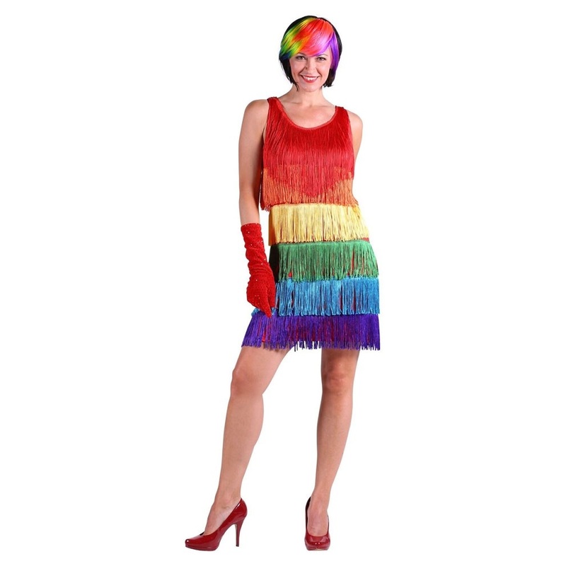 20’s rainbow flapper lady costume S