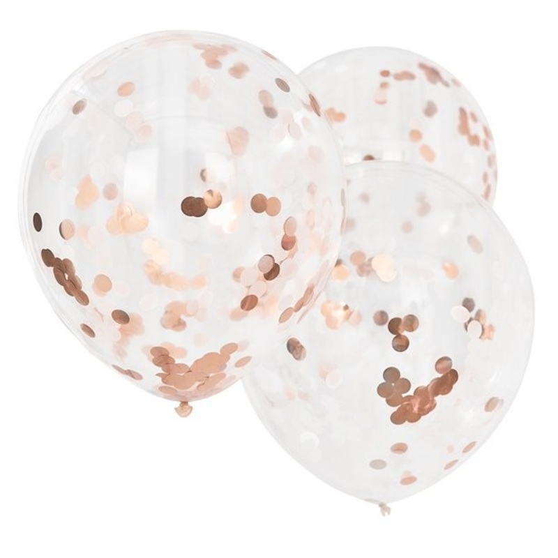3 giant confetti balloons rose gold 55cm