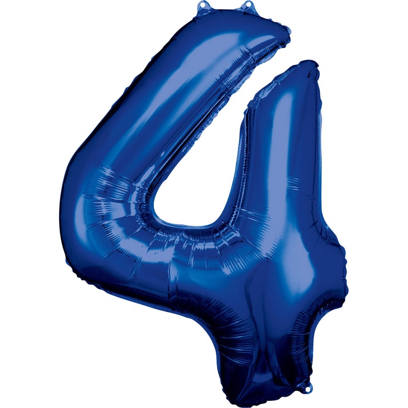 33” Blue Numbered Foil Balloon #4