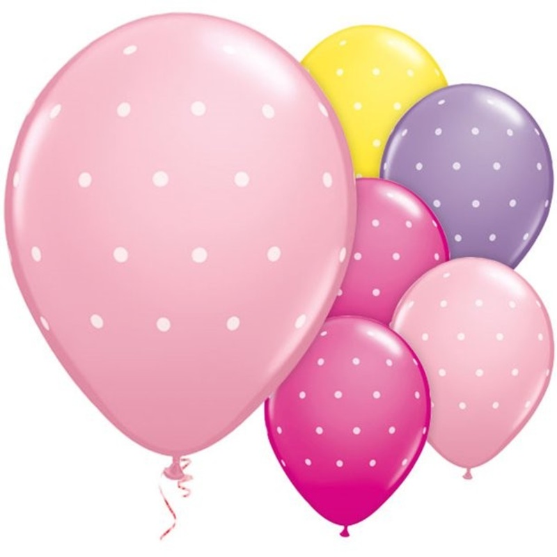 6 Girlie Colors dotted balloons 28cm