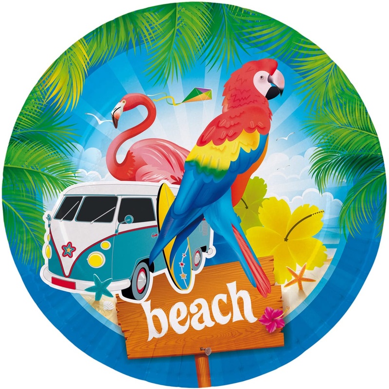 8 Summer Beach paper plates 23cm
