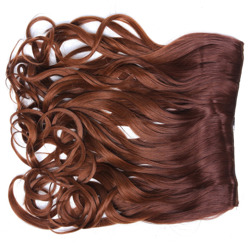 Clip-in hair extension 5 clips wide wavy ombre auburn light copper brown CMT-863