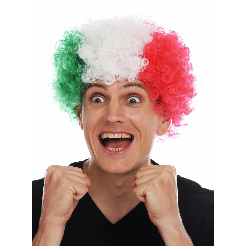 Fan wig afro soccer football Hungary Mexico Italy green white red MMAM-15M