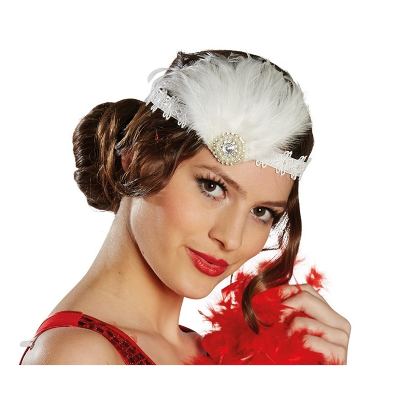 Headband with glitter brooch white
