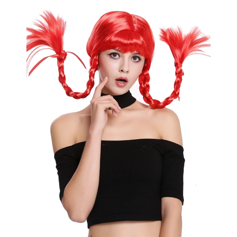 Wig Lady Women Cosplay Sassy Lolita stiff braided plaits red bangs DDH-T8175