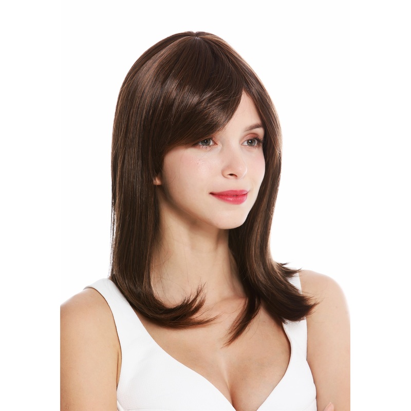 Women’s wig lady medium length sleek parting brown dark brown mix GFW2626