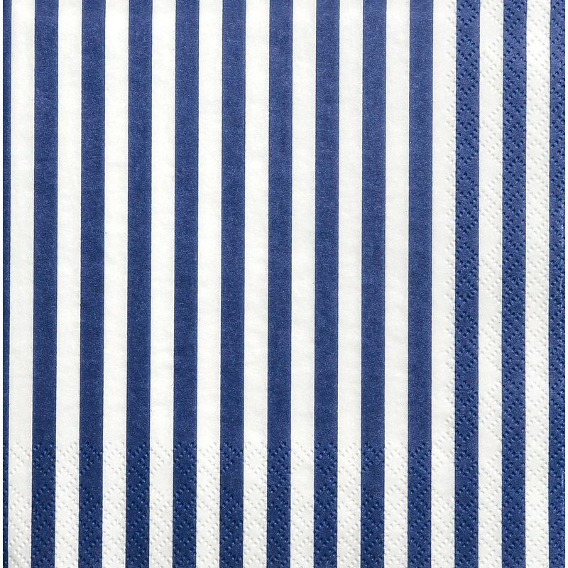 20 Navy Stripes napkins 33cm