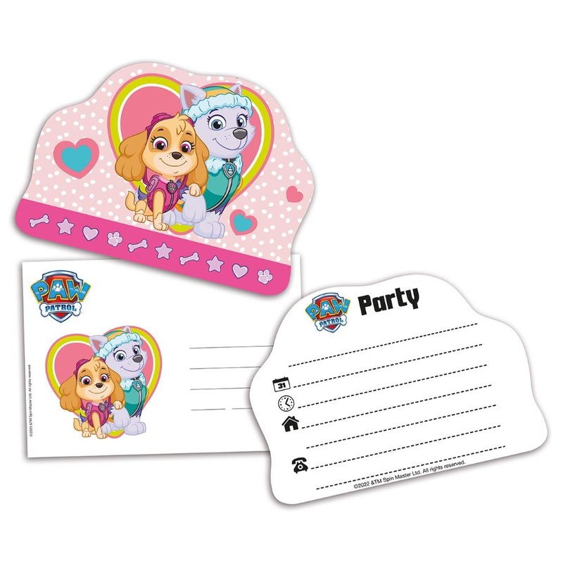 6 Paw Patrol Friends Invitations Skye with envelope