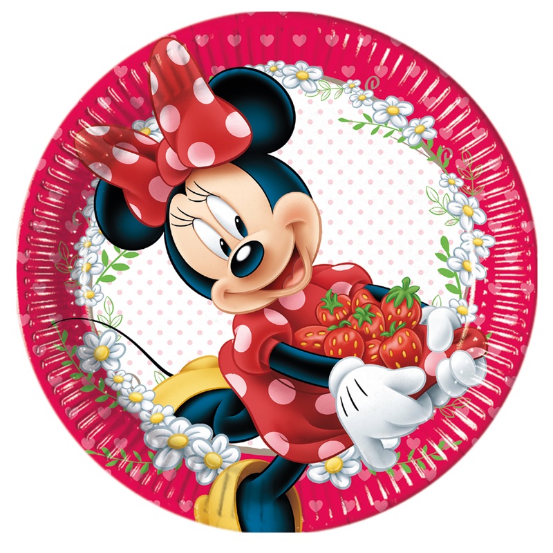 8 Minnie Mouse strawberry garden paper plates 23cm