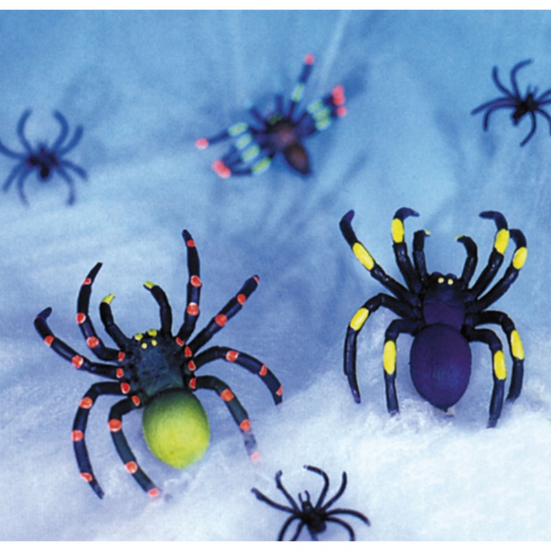 Spider web with black light spiders Halloween
