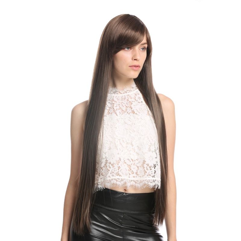 Women’s wig very long sleek side parting mix of brown nuances VK-7