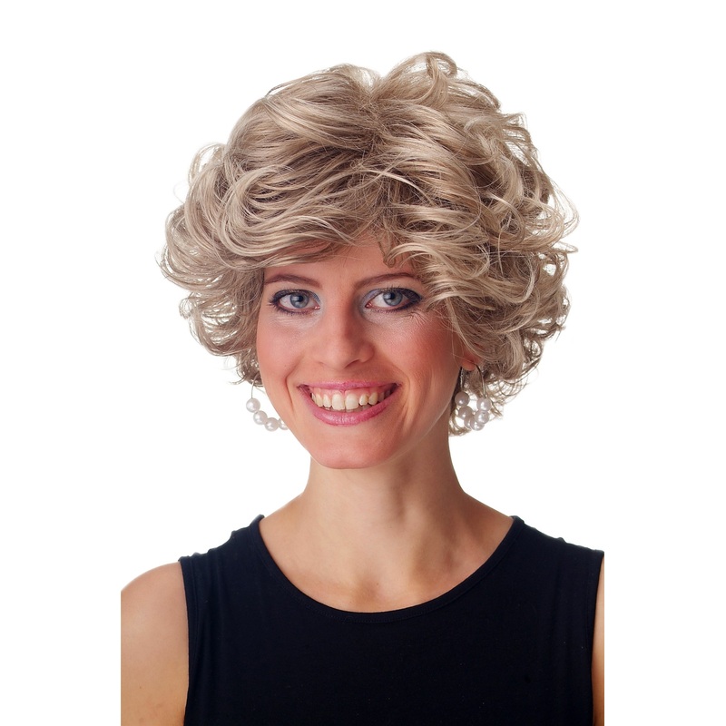 Lady Man Wig short curled wild parted voluminous light brown blond mix GFW963