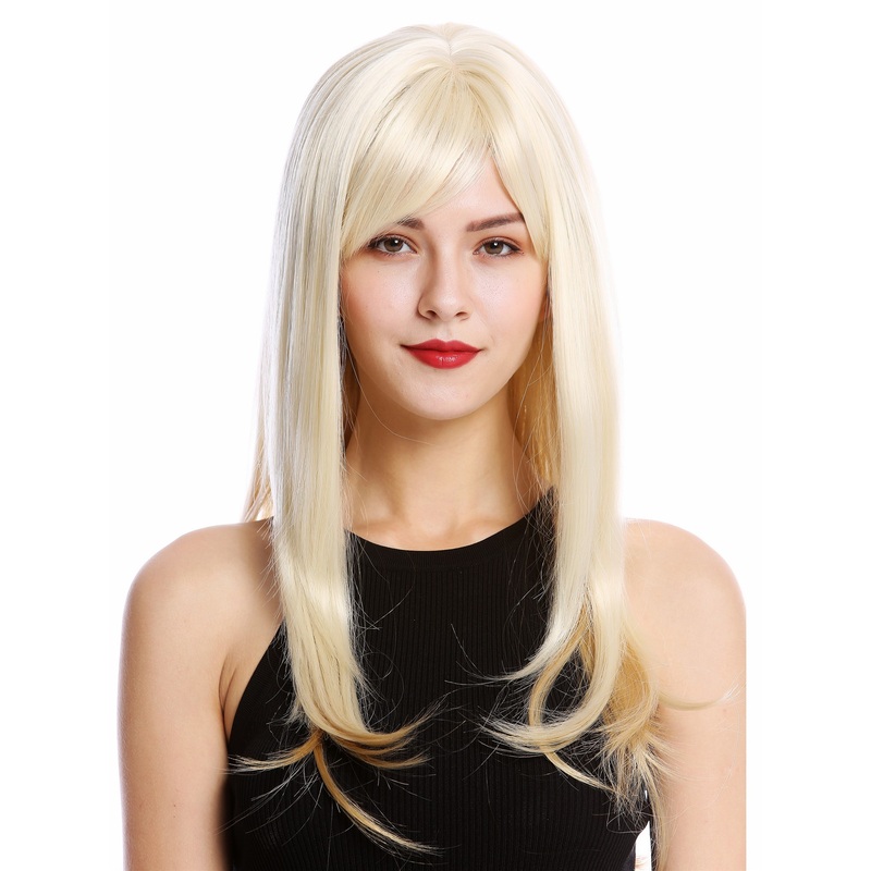 Lady Wig Long Straight Bangs Fringe Light Blonde Platinum Mix GFW2274