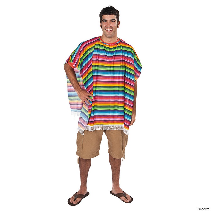 35 x 55 Striped Fun Fiesta Mexican Poncho
