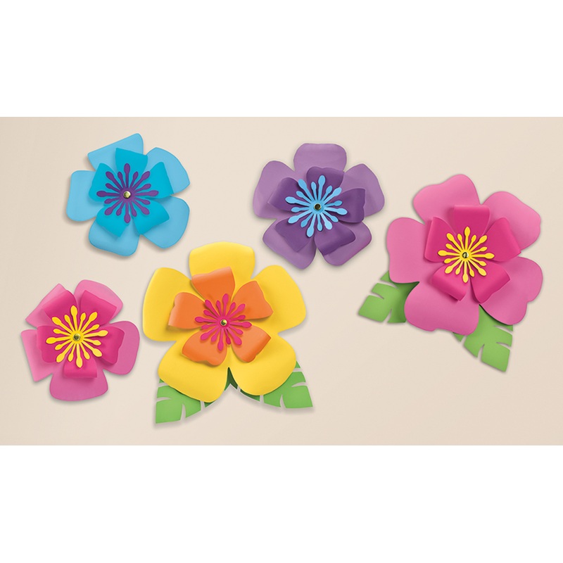 5 Luau Party Hibiscus Wall Art