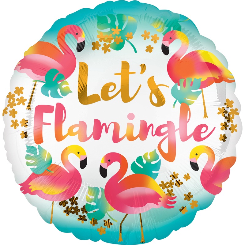 Round foil balloon Let`s Flamingle 43cm