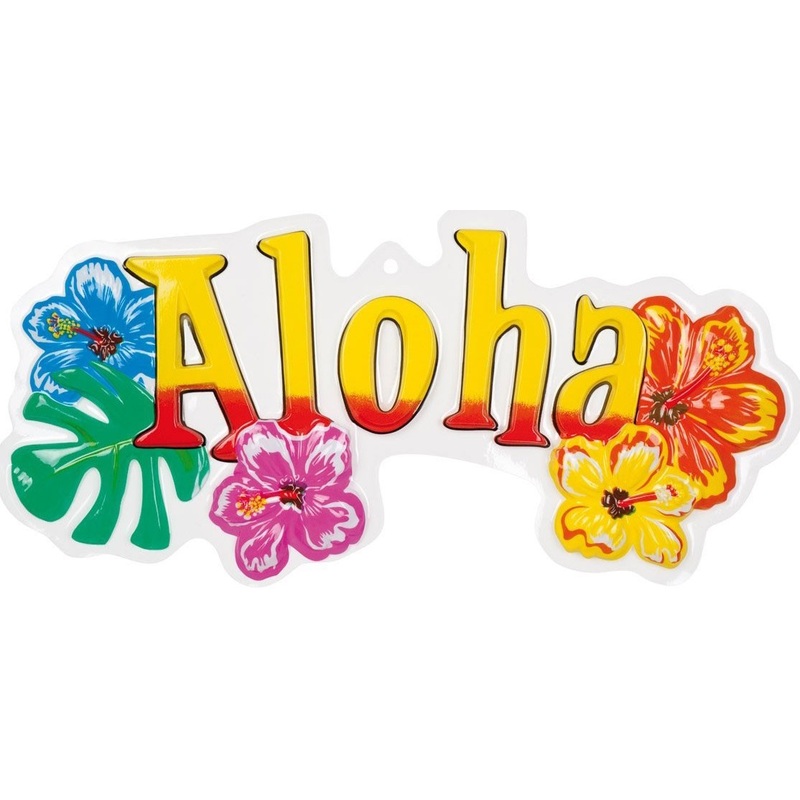 Tropical Aloha wall sign 25 x 55cm