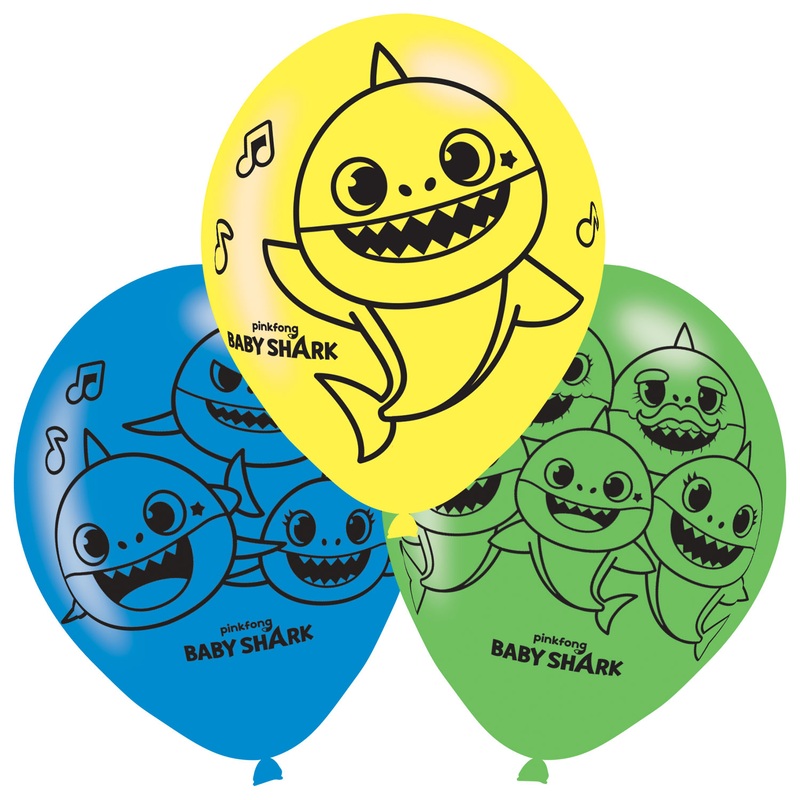 6 Baby Shark Family balloons 27.5cm