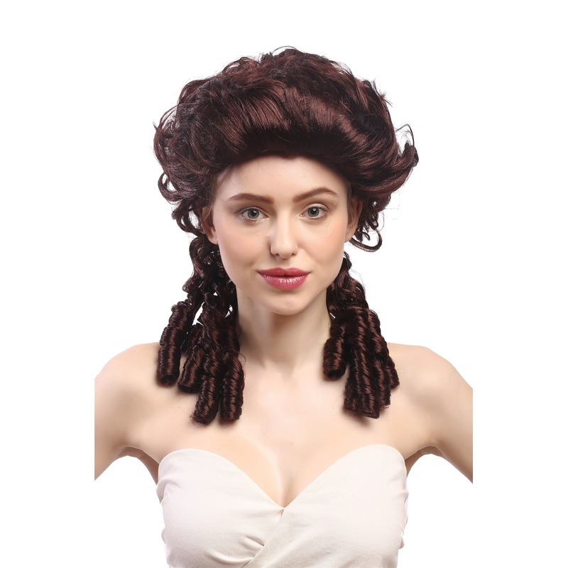 Lady Party Wig historic Cosplay Baroque Victorian brown ringlets curls DH1009