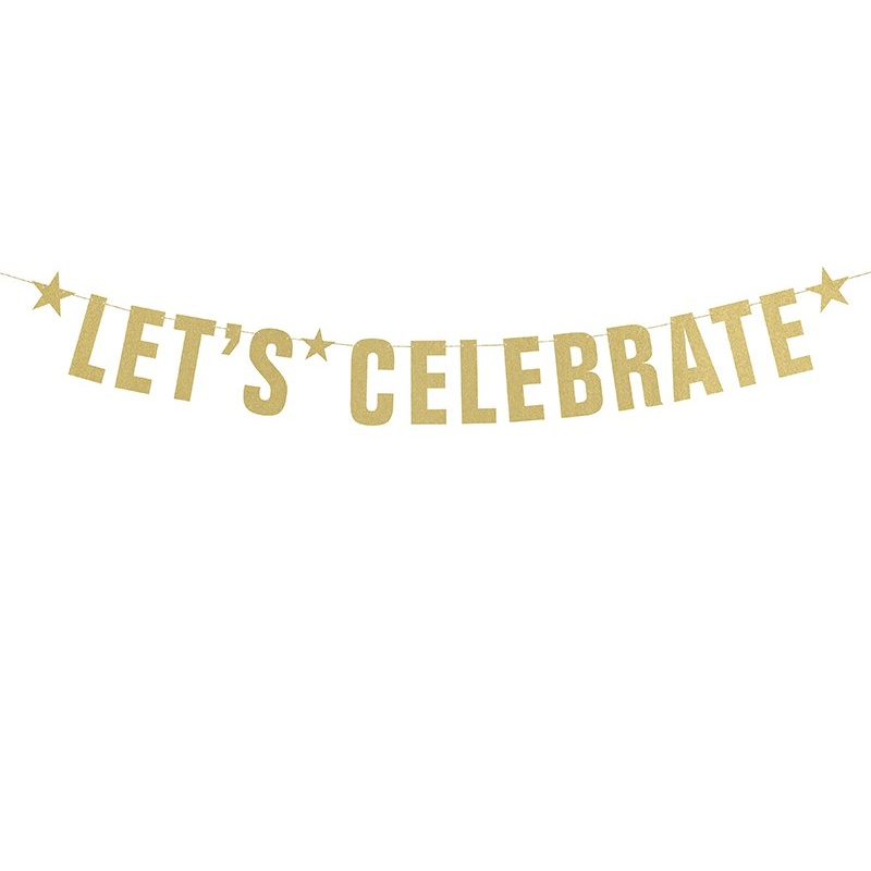 Lets celebrate lettering garland gold 1.06m