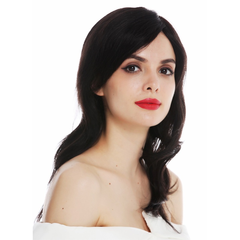 Women’s wig monofilament real human hair long wavy black PATY-HH-MT