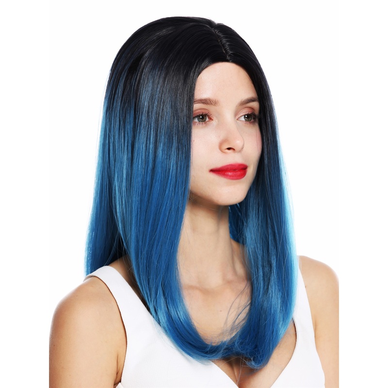 1362-4330/2913 women’s  wig long sleek middle parting ombre black blue