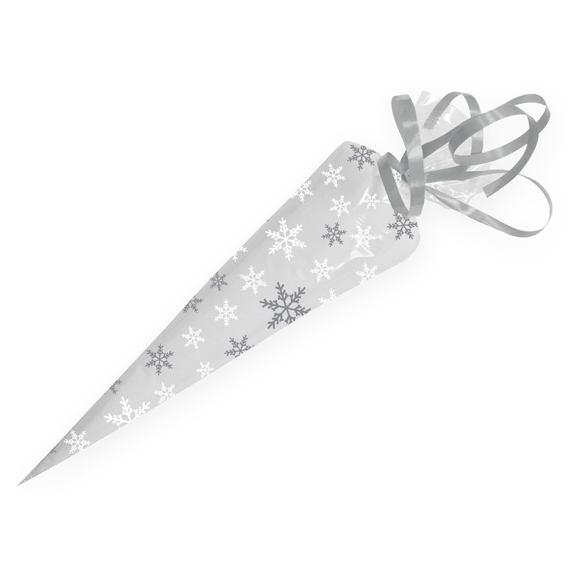 20 snowflake cone bags with ribbon