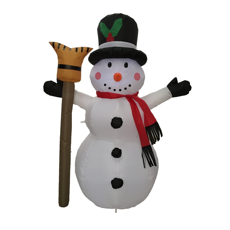 4FT Christmas Snowman High Hat Inflatable with Scepter Home Decoration