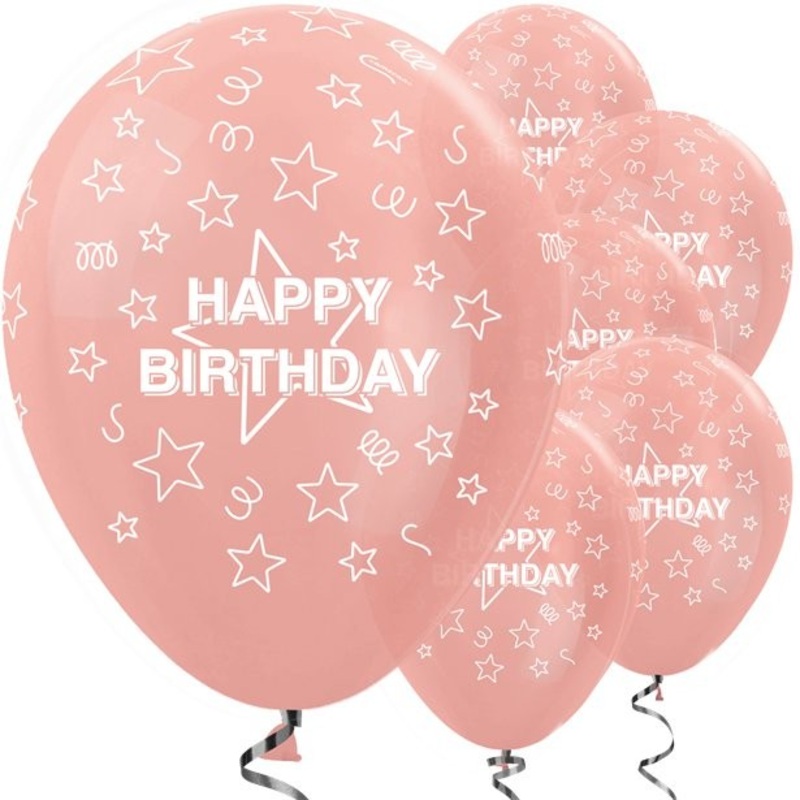 5 rose gold birthday balloons 30cm