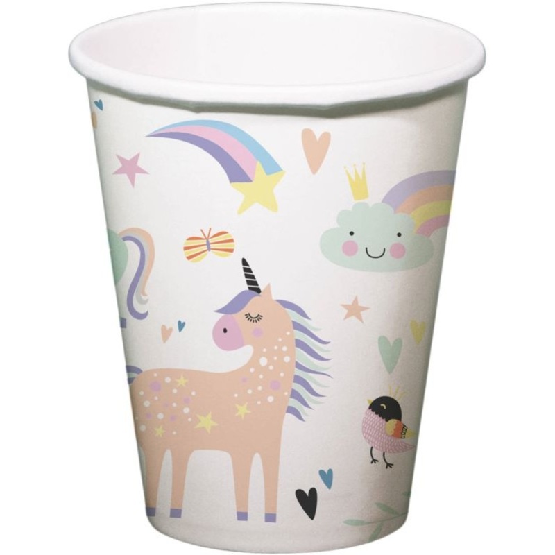 6 Glady Unicorn paper cups 250ml