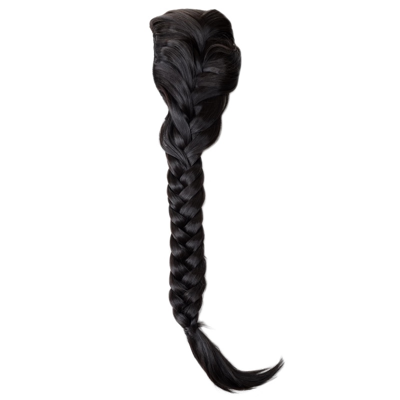 Hairpiece Ponytail queue plaited braided halfwig very long dark brown NC006