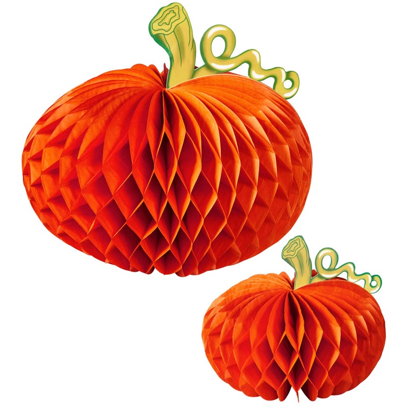Honeycomb ball pumpkin decoration set of 2