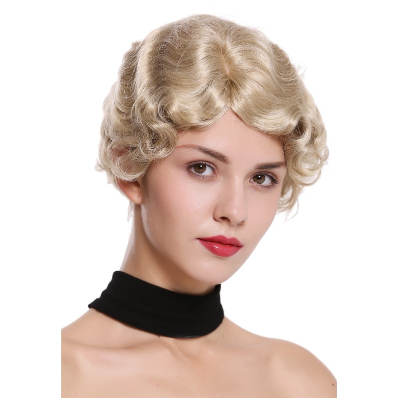 Lady wig short 20s wavy parting Retro Swing Hollywood Glamour blonde LD501