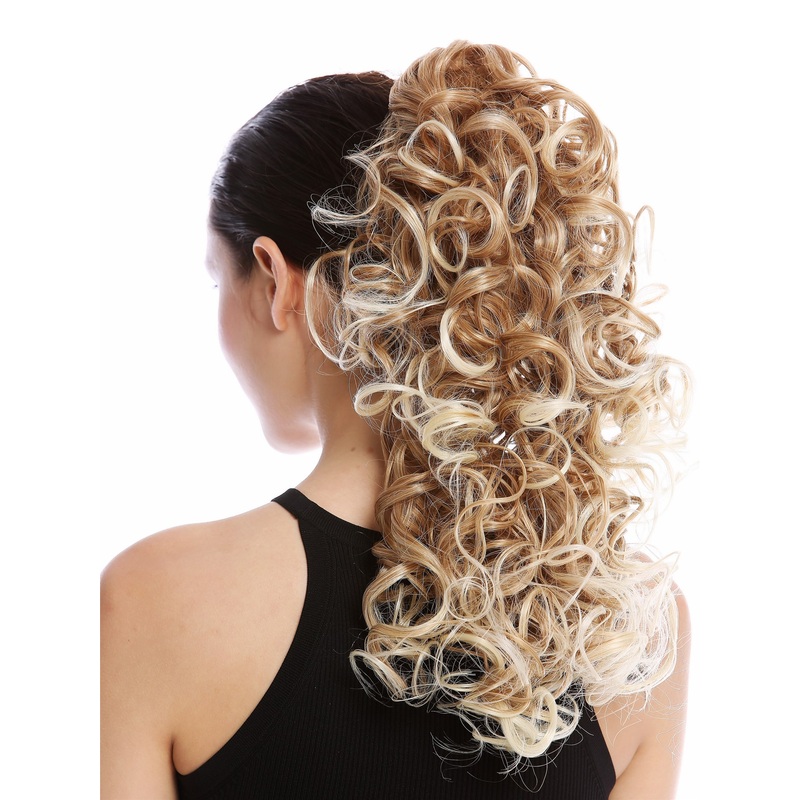 Ponytail Combs Clamp long voluminous curled blonde platinum highlights MKB-6A