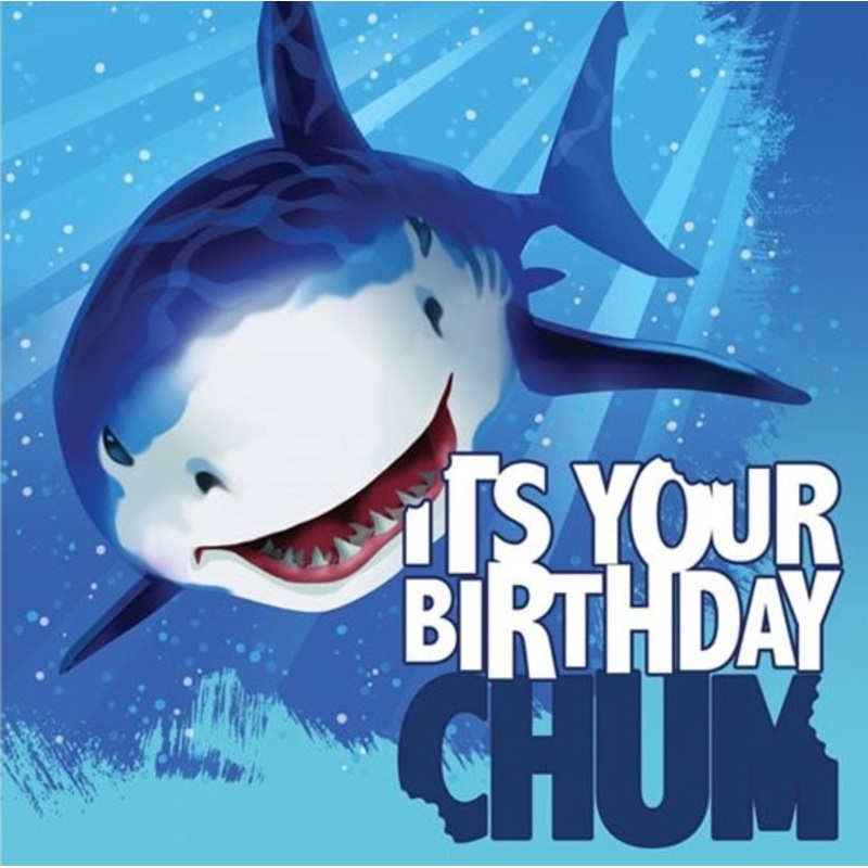 16 Birthday Shark napkins 33cm