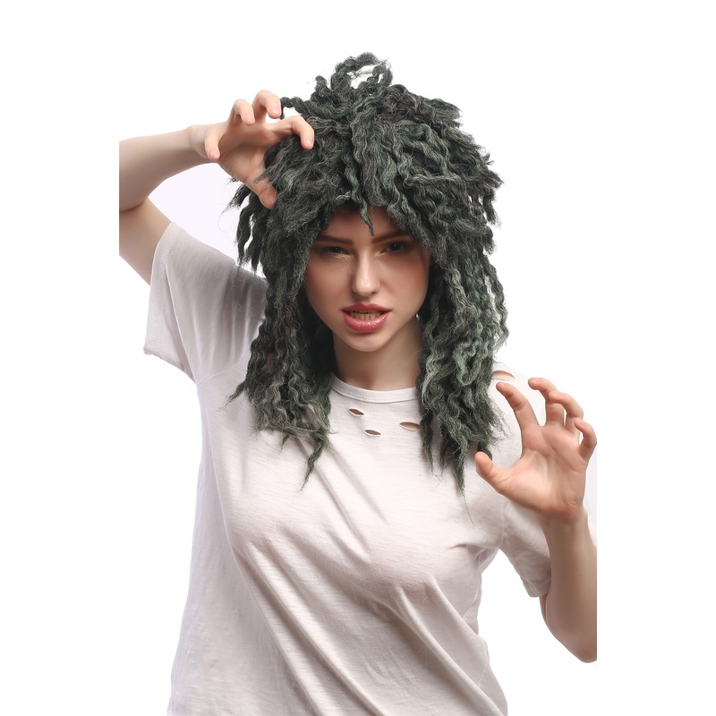 Lady Man Wig Grey Green Mermaid Water Sprite thick matted Rasta Dreadlocks 90889