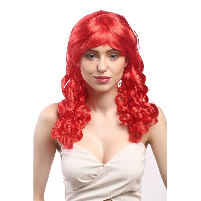Lady Party Wig long baroque colonial ringlets curls coils bangs red XR-007-PC13