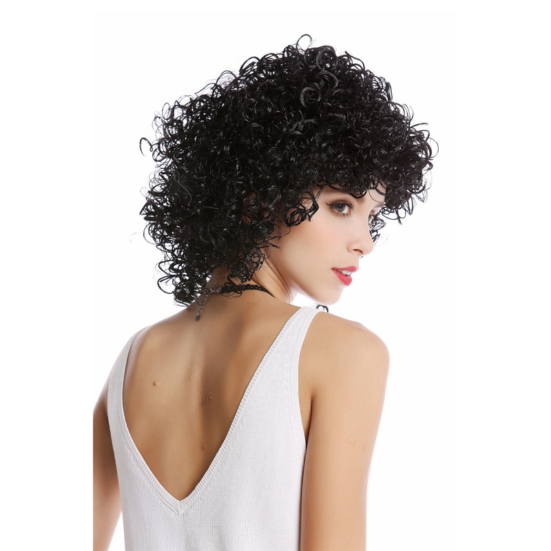 Lady wig black curly frizzy curls voluminous Afro Caribbean Greek Goddess 90828
