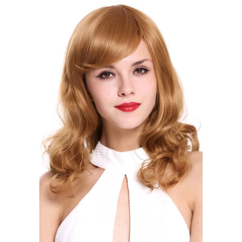 Lady wig medium lengh straight curled tips ringlets strawberry blond LHT-13