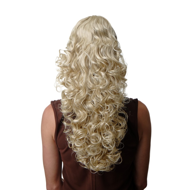 Ponytail extension very long voluminous curly curls curled kinks light blonde N310-88E