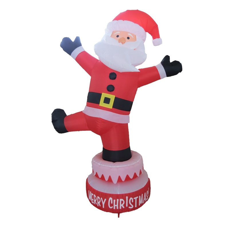 Wholesale 5FT Santa Inflatable Decorations with Red Hat Standing Cake with LED Lights Built-in for Holiday/Party/Xmas/Yard/Garden