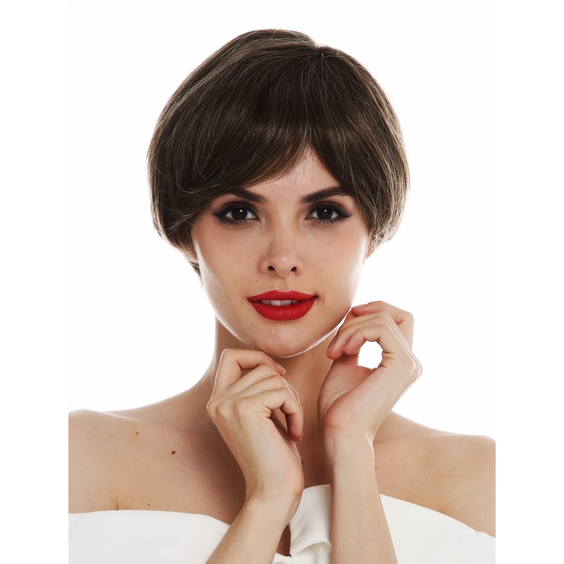 Women’s wig monofilament hand made short straight brown blonde highlights CST-MT