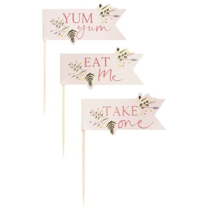 12 rose gold floral cocktail skewers