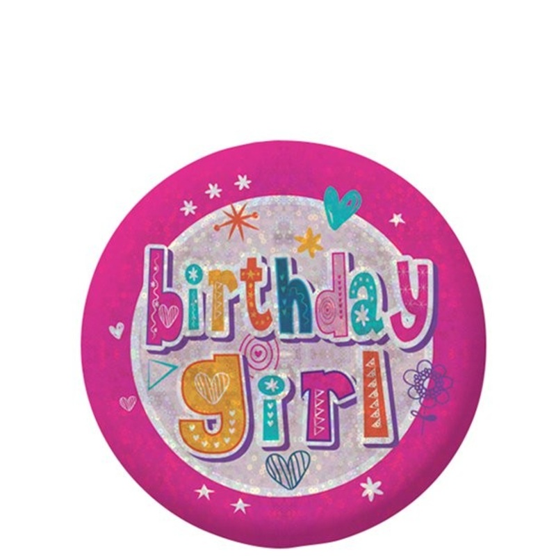 Birthday Girl Button holographic 5.5cm