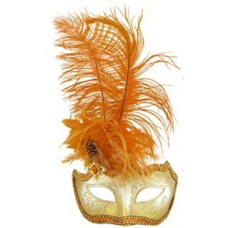Glitter Eye Mask With Feathers – Brown