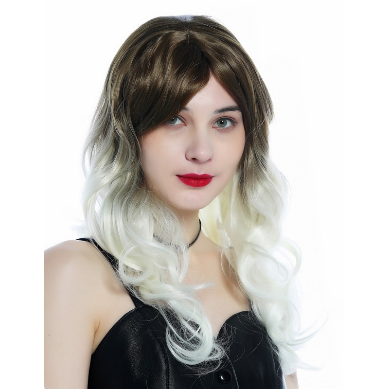 Ladies Women’s Wig long slightly curled ombre brown to platinum ZM-1007